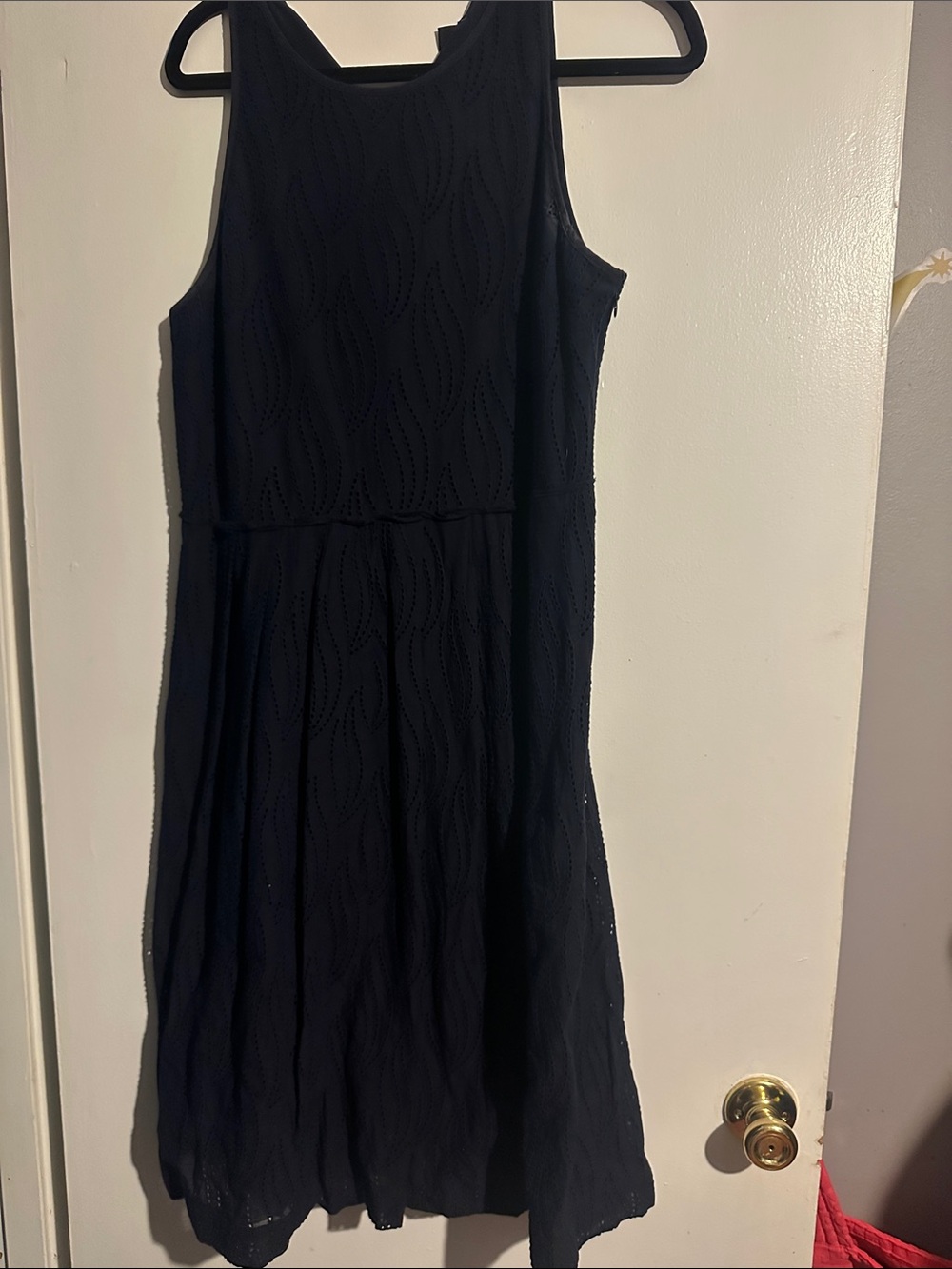 Ann Taylor Black Sleeveless Eyelet Midi Dress